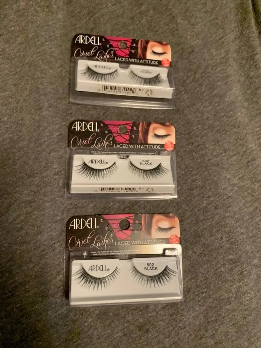 (3) Ardell Corset Lashes False Black 502 Eyelashes